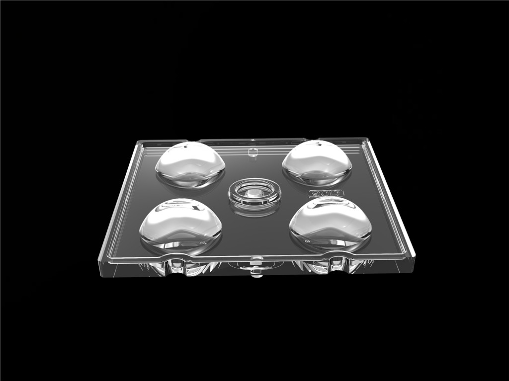 50*50mm 90 stopnia 4 w 1 LED Light Lens PC Materiał do oświetlenia powodziowego SMD7070/ 5050/4*3030 LED