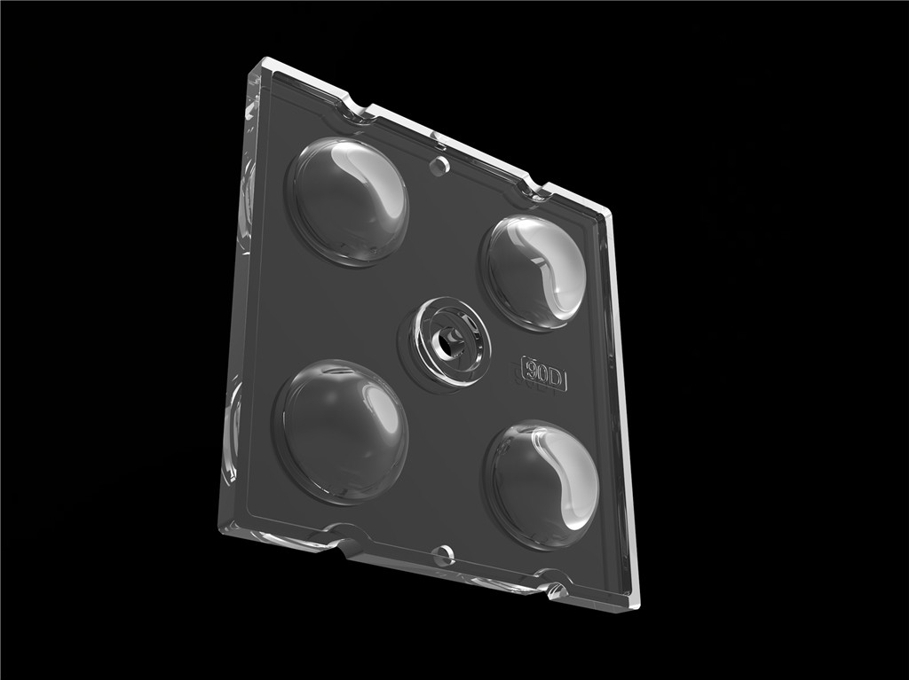 50*50mm 90 stopnia 4 w 1 LED Light Lens PC Materiał do oświetlenia powodziowego SMD7070/ 5050/4*3030 LED