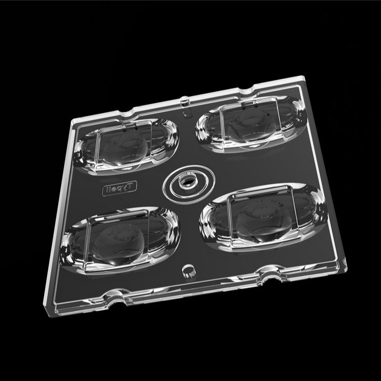 50*50mm TYPE2 Asymetryczne 4 w 1 LED Light Lens PC Materiał do oświetlenia powodziowego SMD7070/ 5050/4*3030 LED