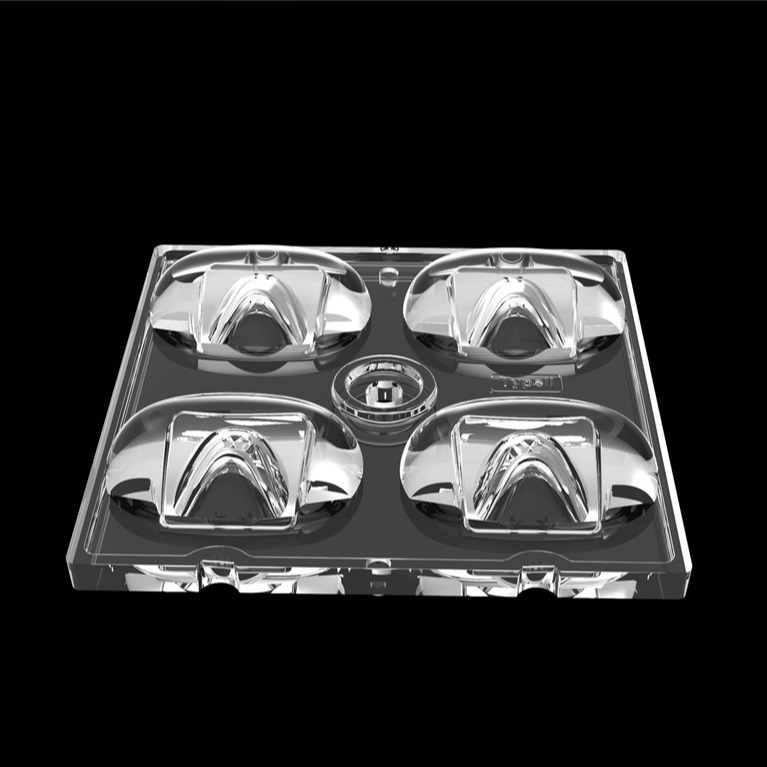 50*50mm TYPE2 Asymetryczne 4 w 1 LED Light Lens PC Materiał do oświetlenia powodziowego SMD7070/ 5050/4*3030 LED
